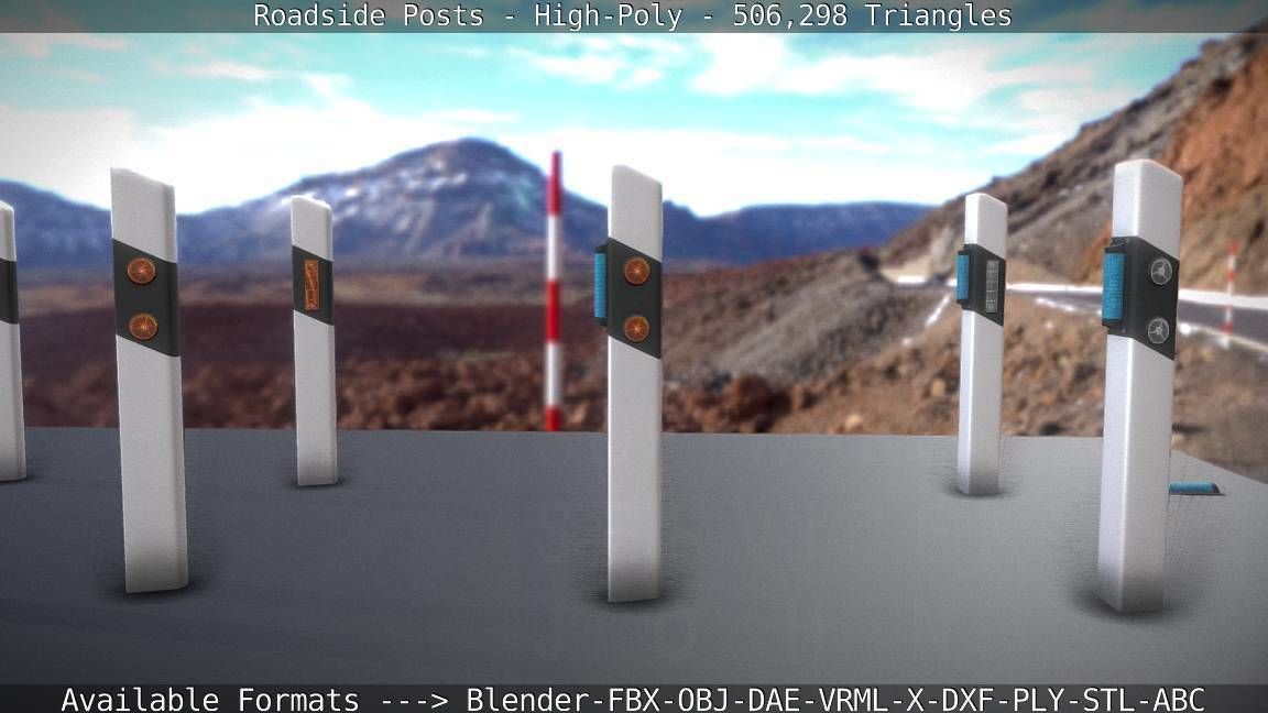 Roadside Posts High-Poly 3D model_97
