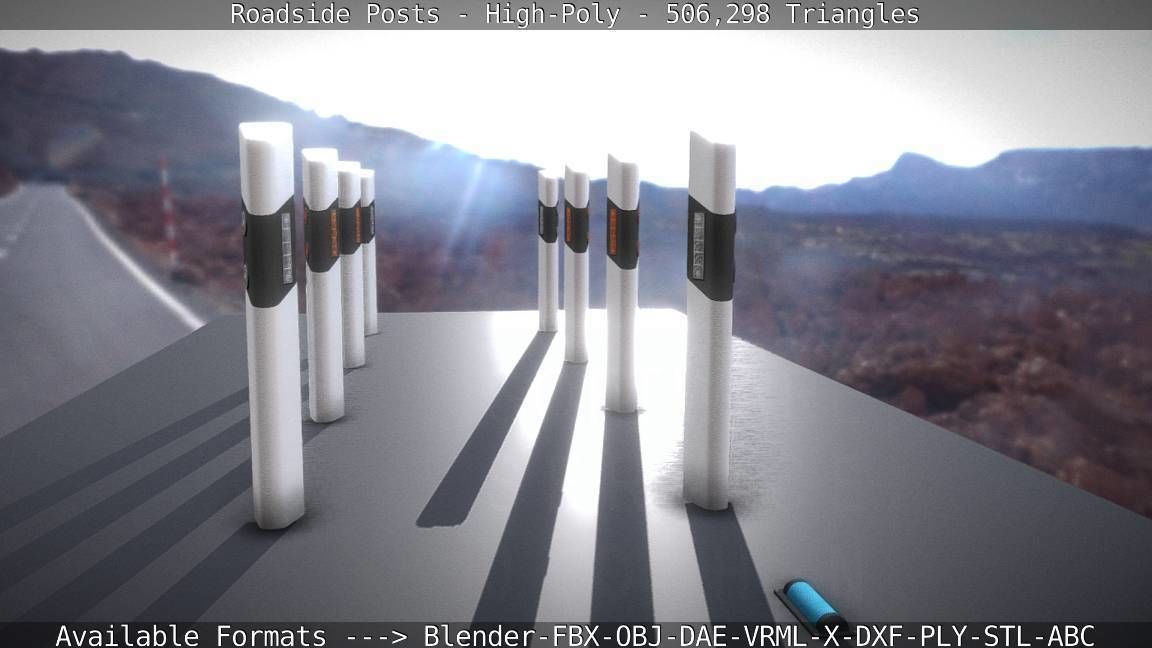 Roadside Posts High-Poly 3D model_79