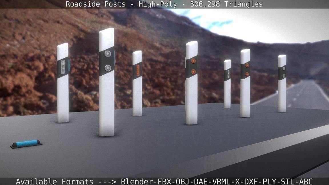 Roadside Posts High-Poly 3D model_81