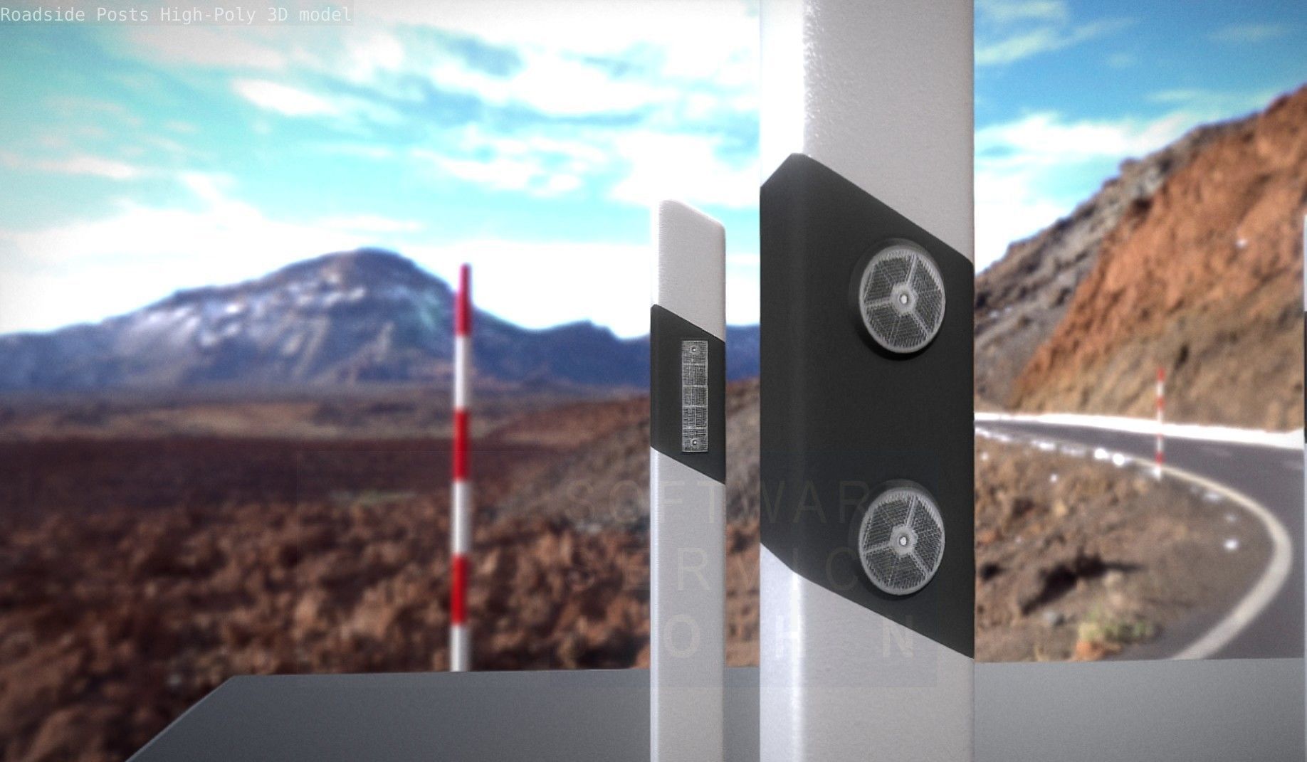 Roadside Posts High-Poly 3D model_16