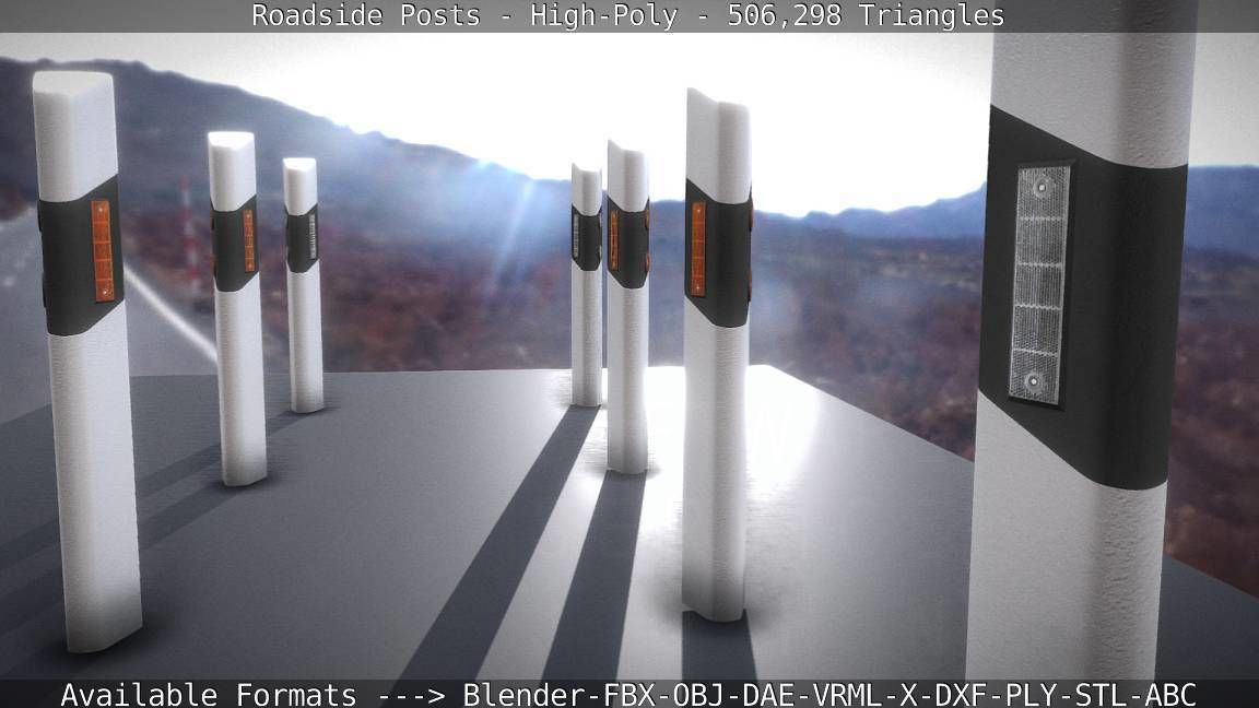Roadside Posts High-Poly 3D model_107