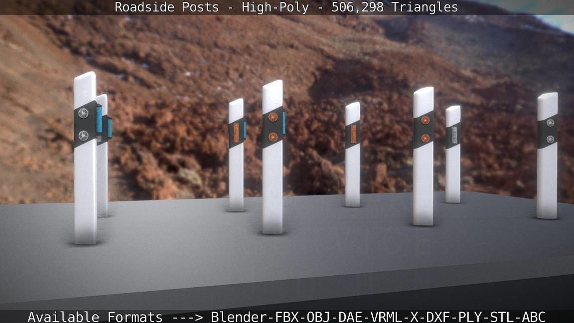 Roadside Posts High-Poly 3D model_88