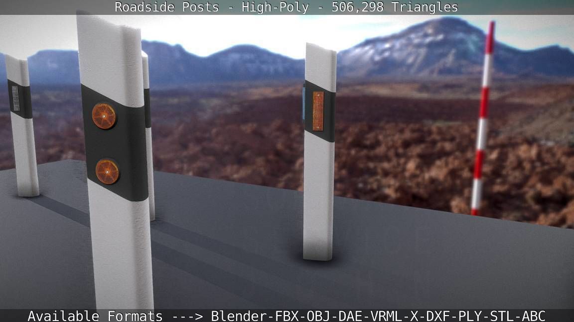 Roadside Posts High-Poly 3D model_110