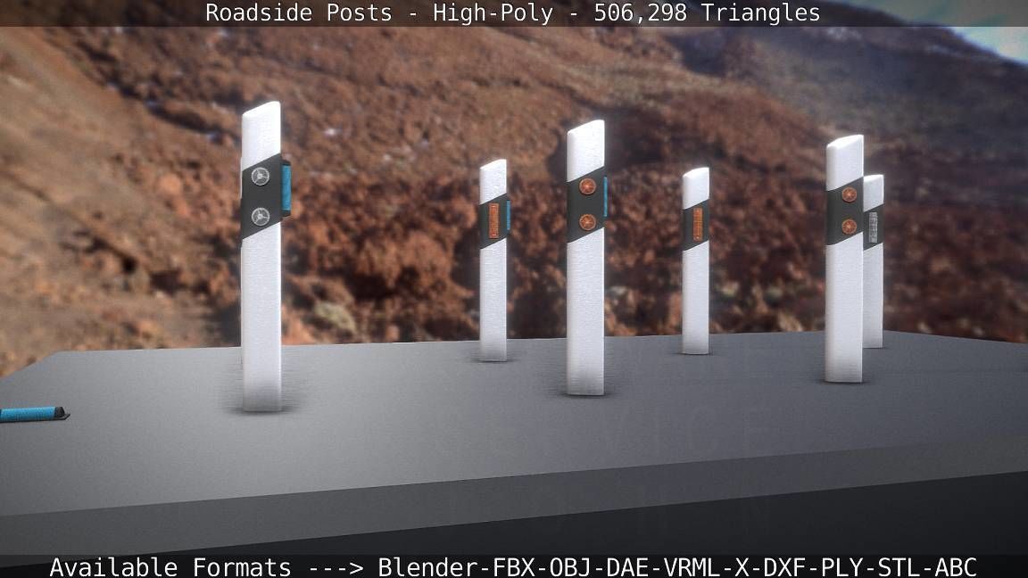 Roadside Posts High-Poly 3D model_83