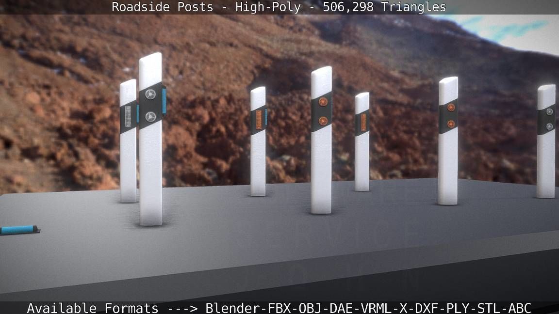 Roadside Posts High-Poly 3D model_84