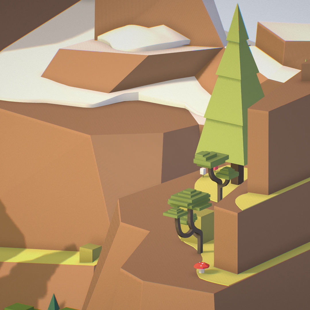 isometric style camping level constructor Low-poly 3D model_45