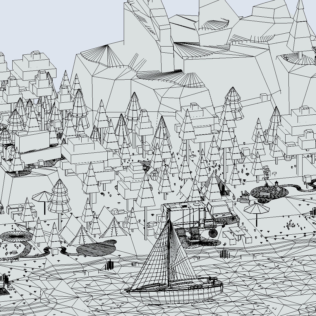 isometric style camping level constructor Low-poly 3D model_71