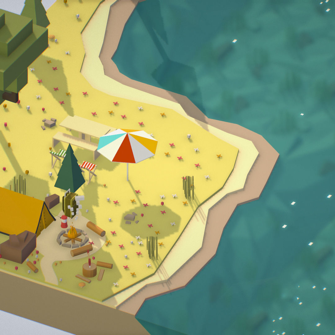 isometric style camping level constructor Low-poly 3D model_53