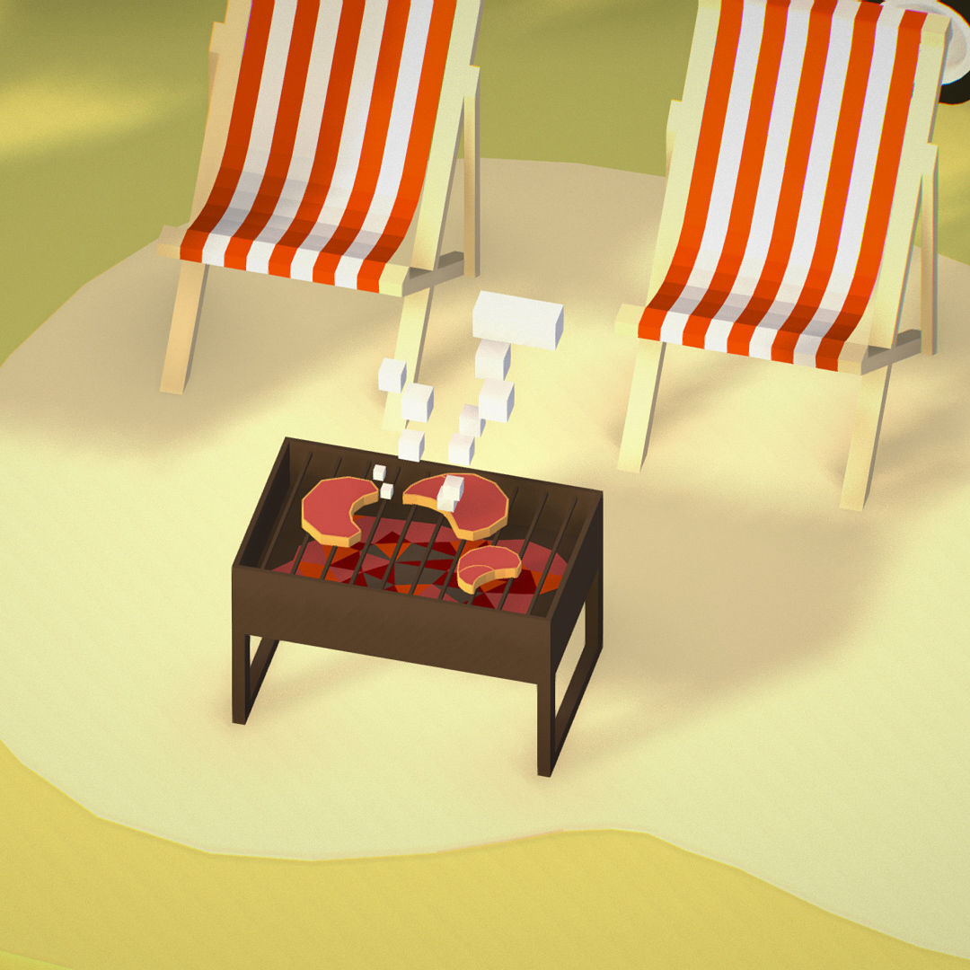 isometric style camping level constructor Low-poly 3D model_39