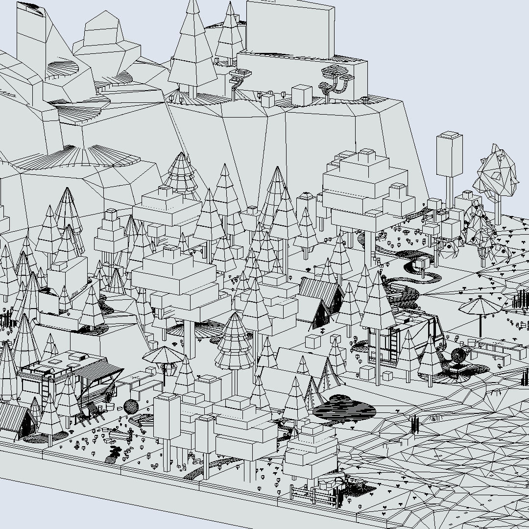 isometric style camping level constructor Low-poly 3D model_69