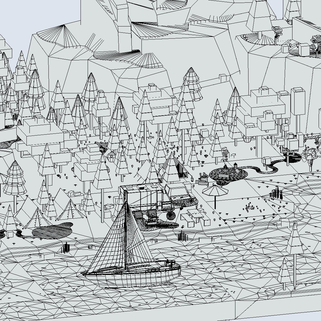 isometric style camping level constructor Low-poly 3D model_68