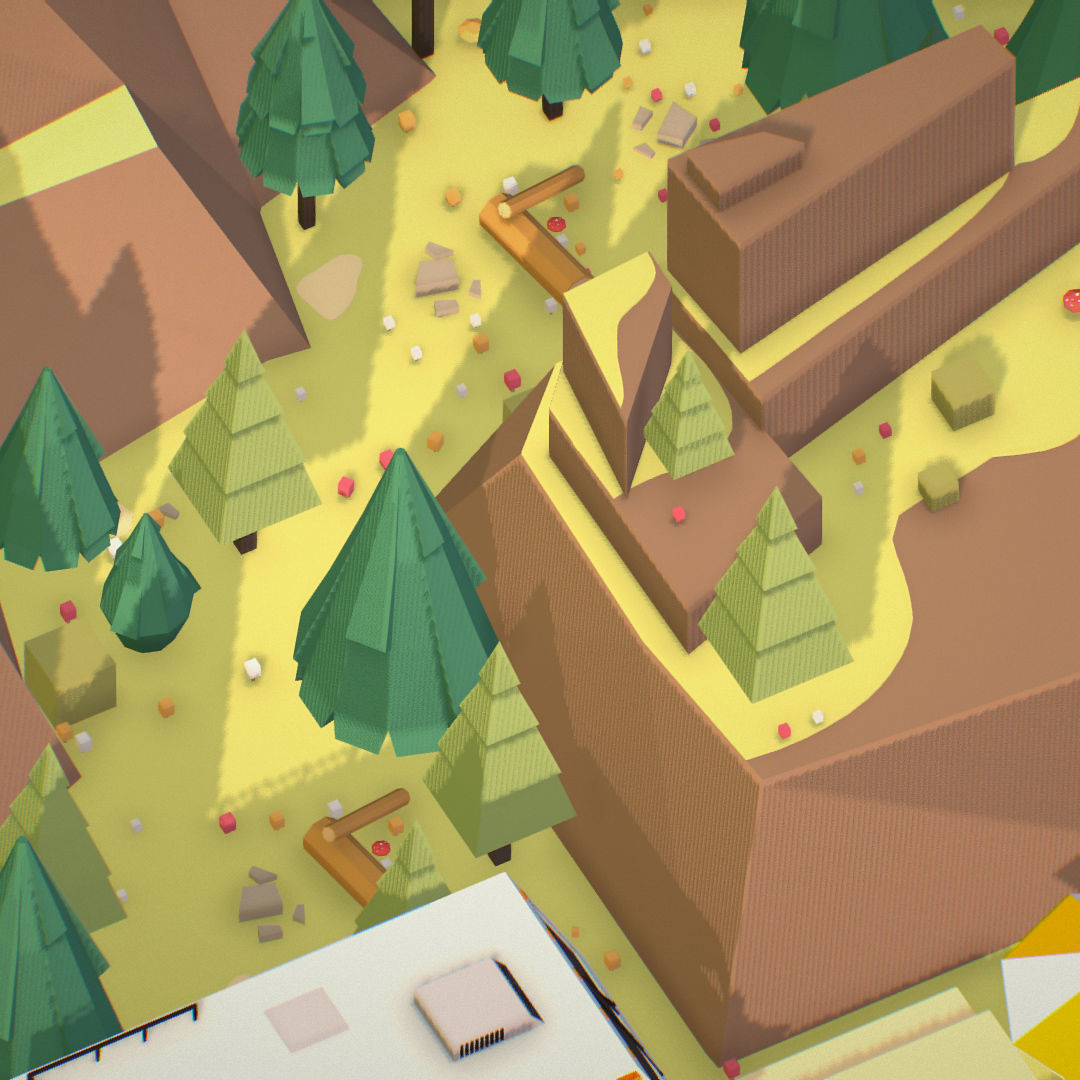 isometric style camping level constructor Low-poly 3D model_33