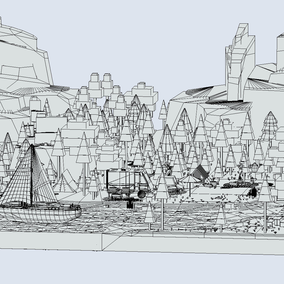 isometric style camping level constructor Low-poly 3D model_73