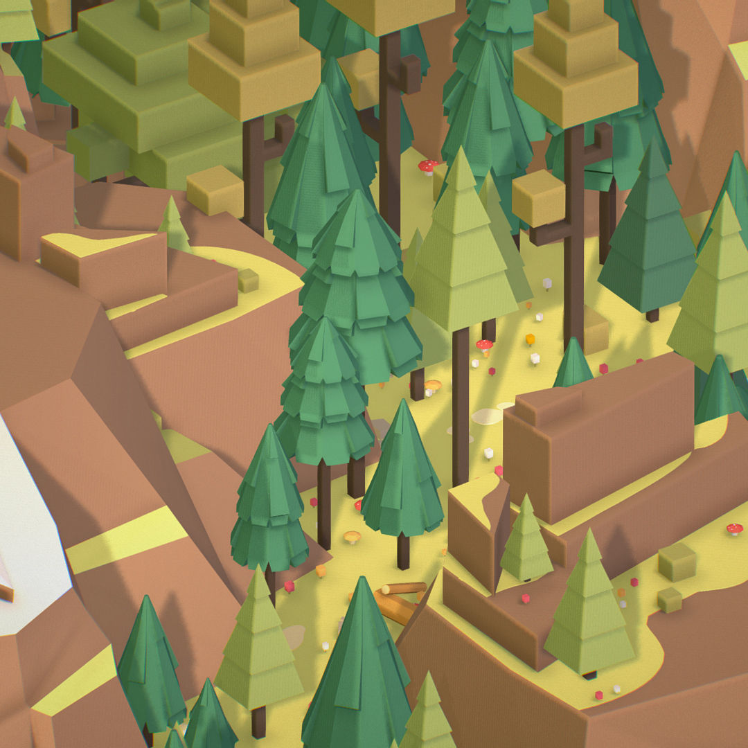 isometric style camping level constructor Low-poly 3D model_24