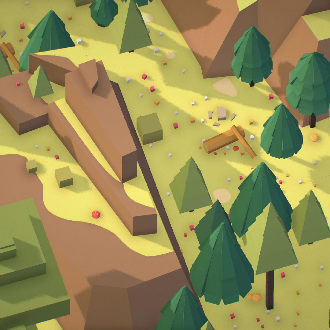 isometric style camping level constructor Low-poly 3D model_35