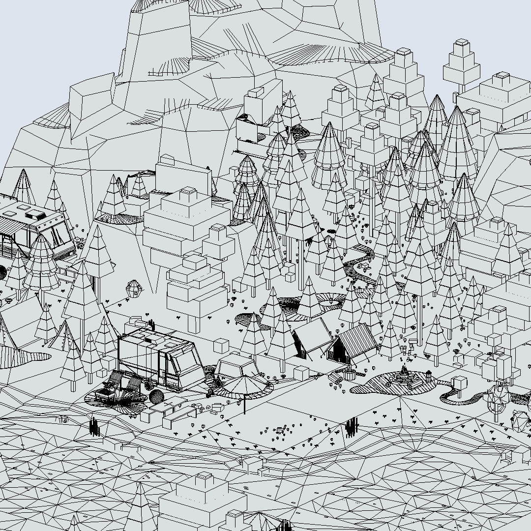 isometric style camping level constructor Low-poly 3D model_70