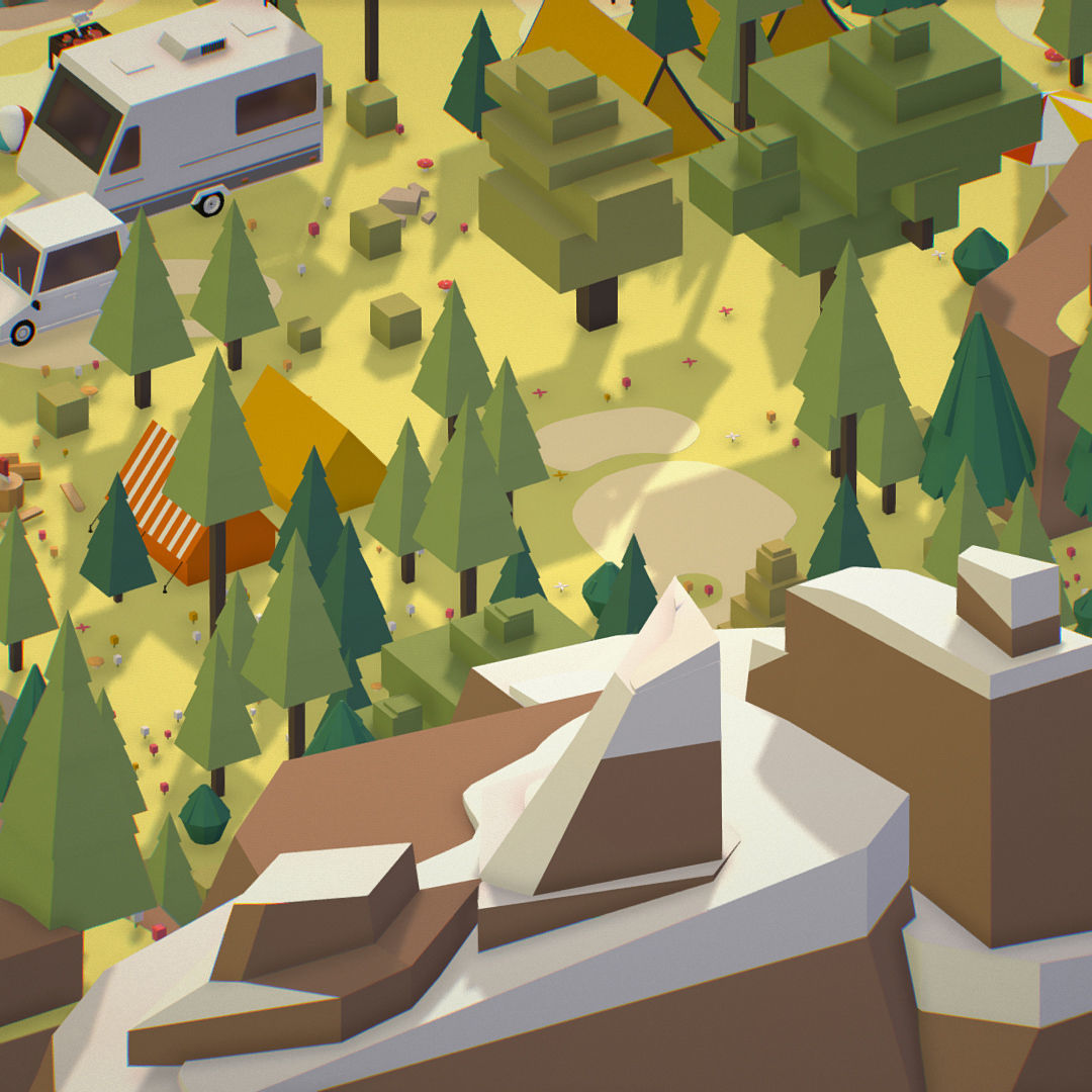 isometric style camping level constructor Low-poly 3D model_17