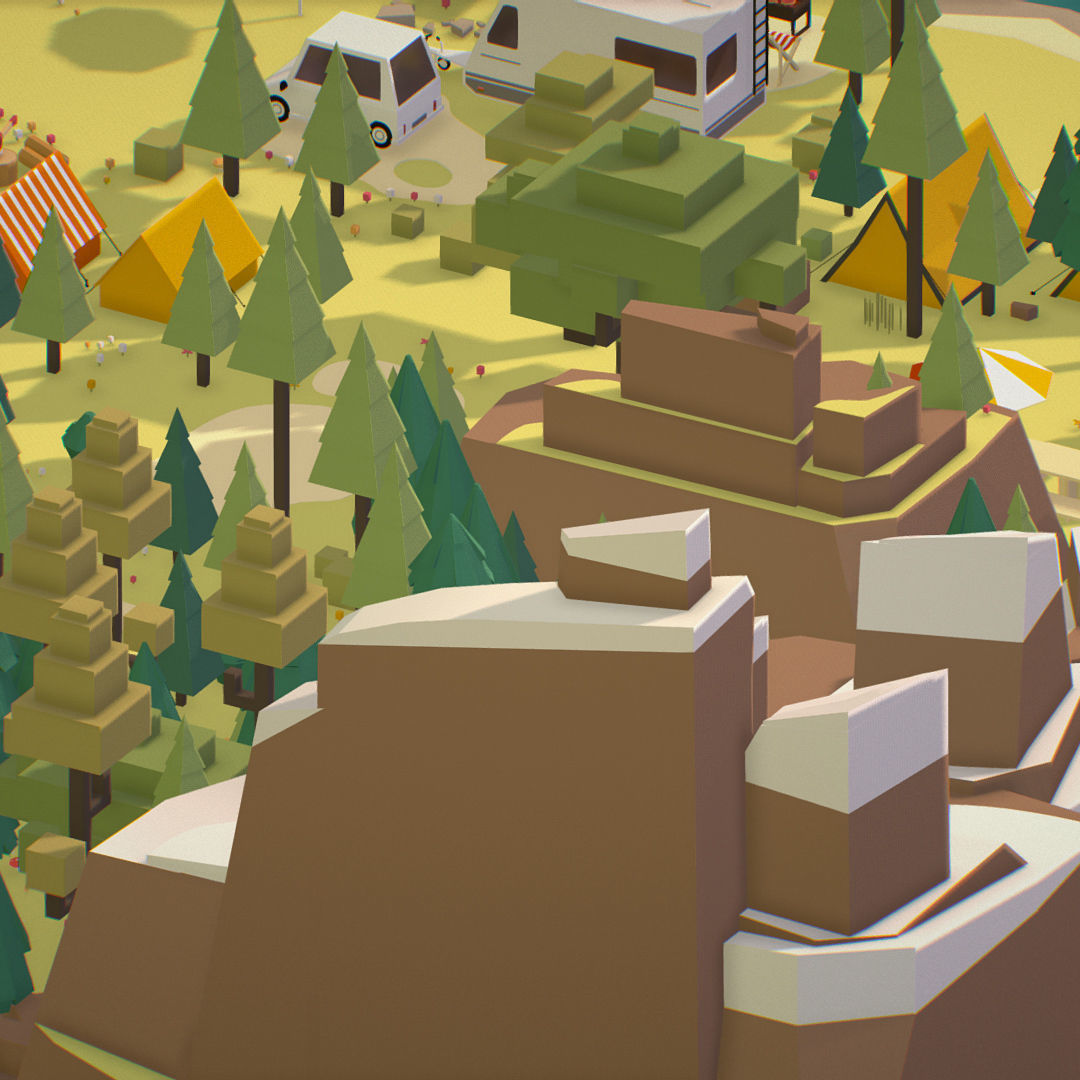 isometric style camping level constructor Low-poly 3D model_14