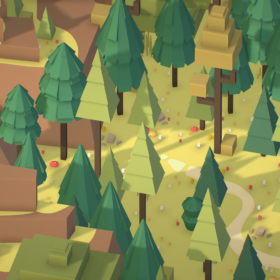 isometric style camping level constructor Low-poly 3D model_41