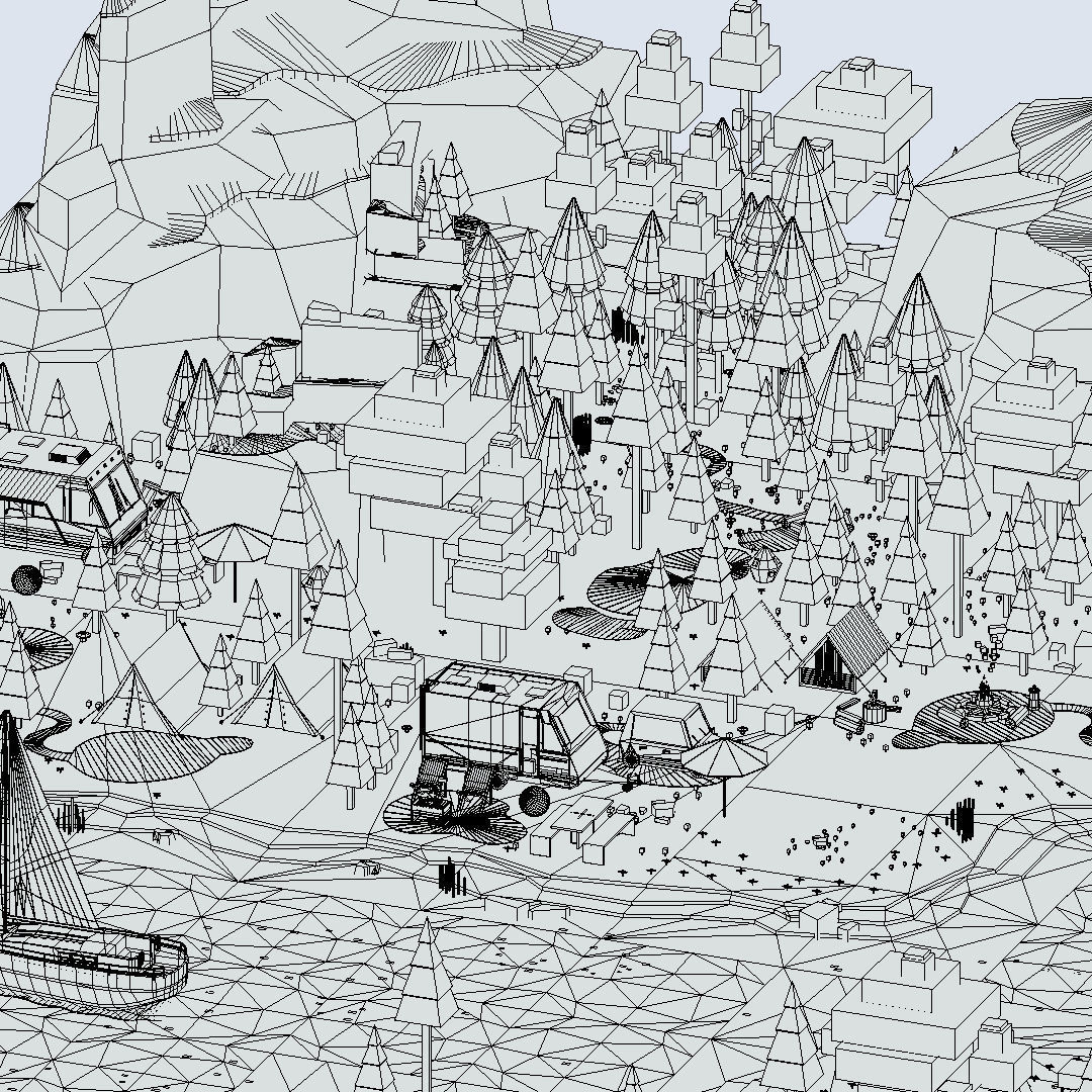isometric style camping level constructor Low-poly 3D model_62