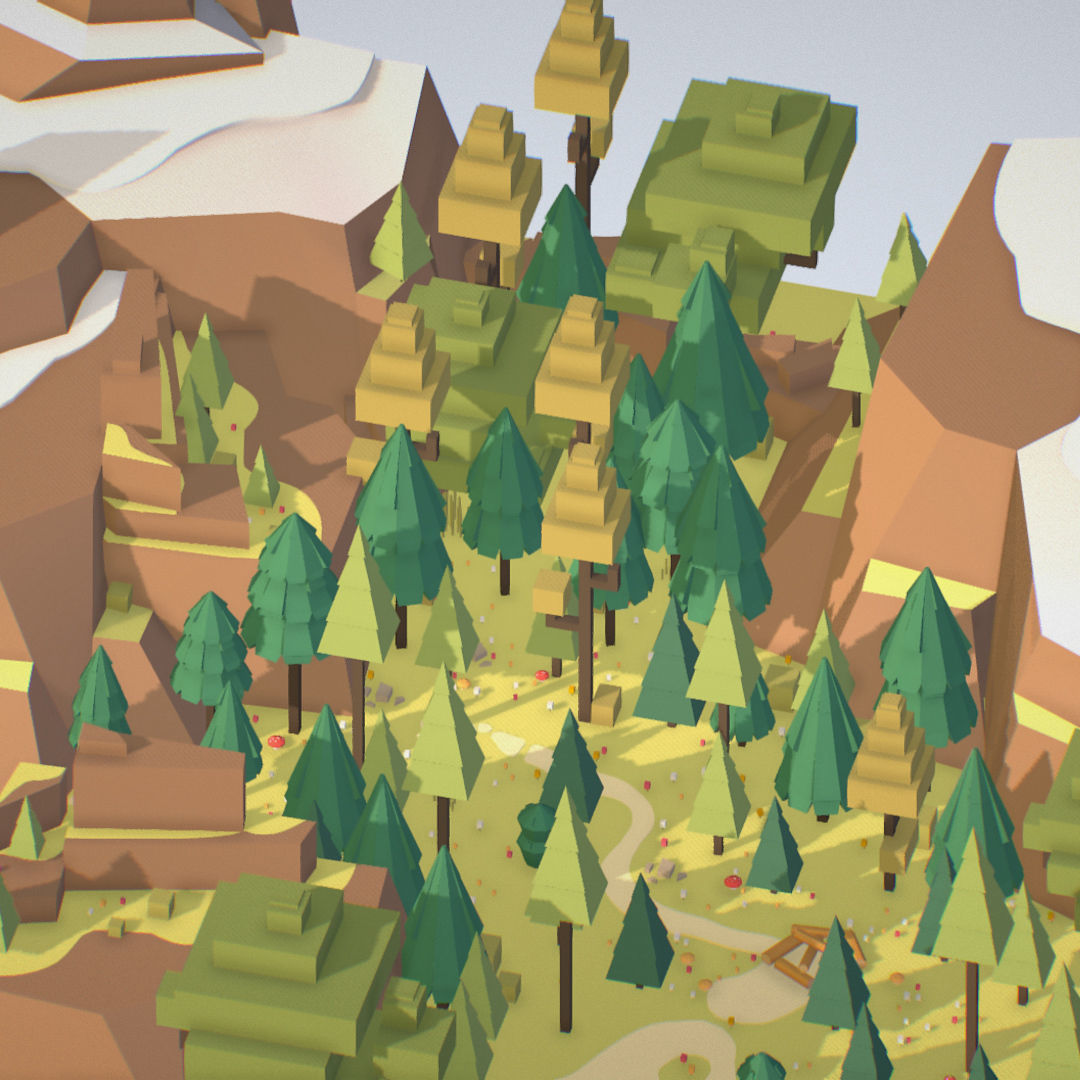 isometric style camping level constructor Low-poly 3D model_42