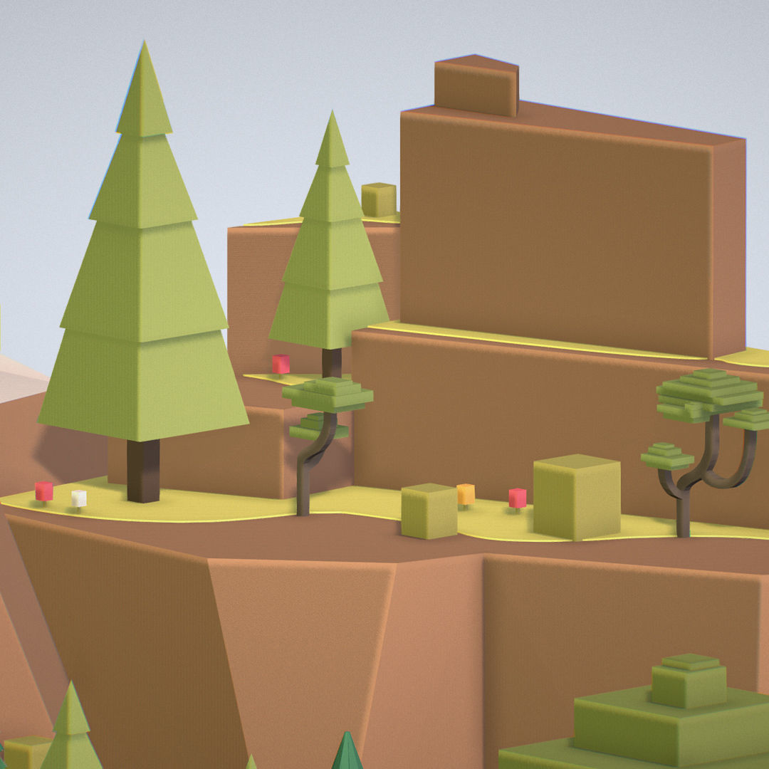 isometric style camping level constructor Low-poly 3D model_47
