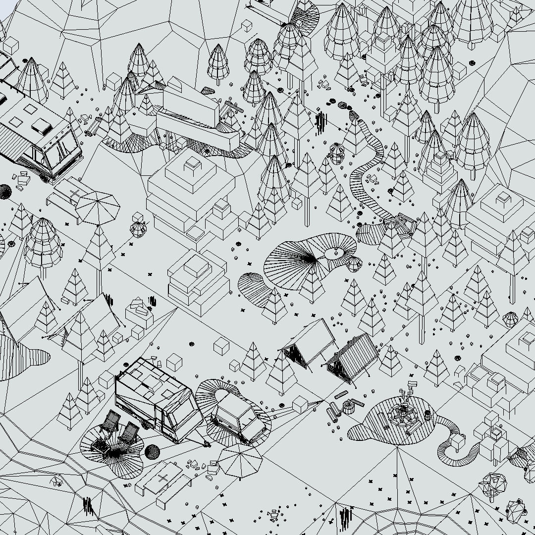 isometric style camping level constructor Low-poly 3D model_72