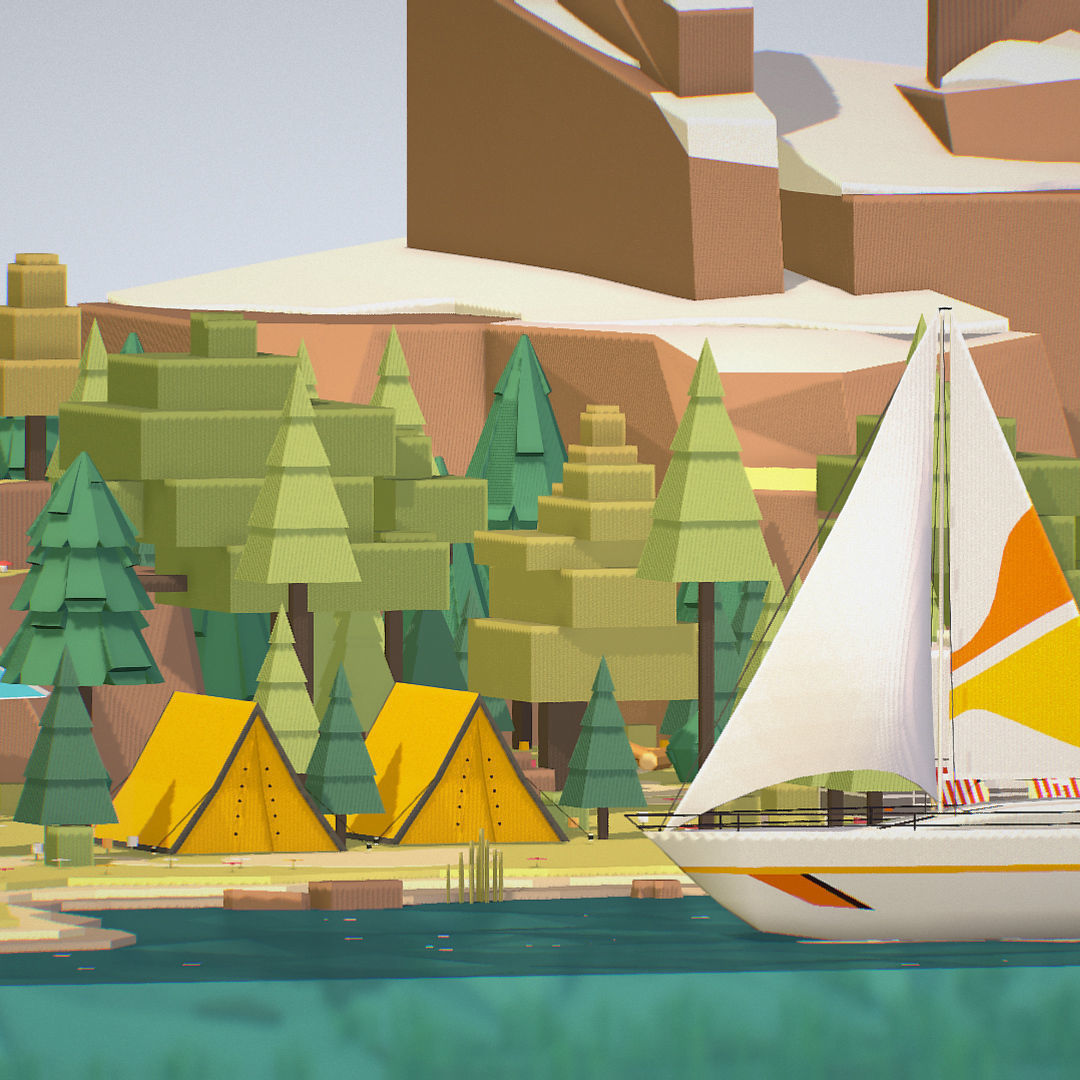 isometric style camping level constructor Low-poly 3D model_31