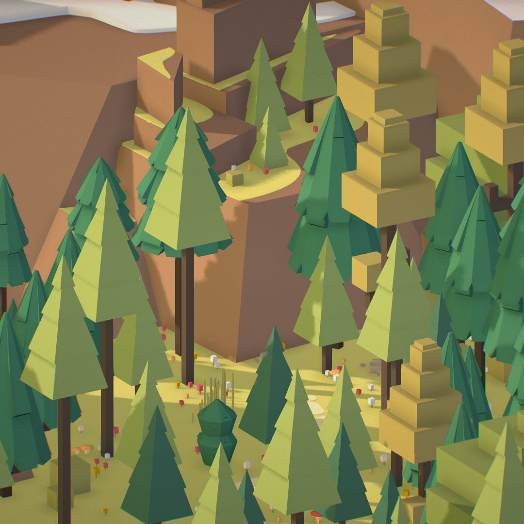 isometric style camping level constructor Low-poly 3D model_55