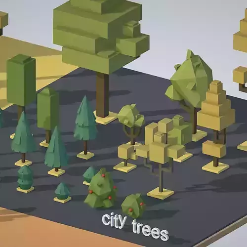 isometric wild garden desert  city trees pack