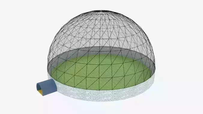 Bio-sphere dome with grass inside Low-poly 3D model