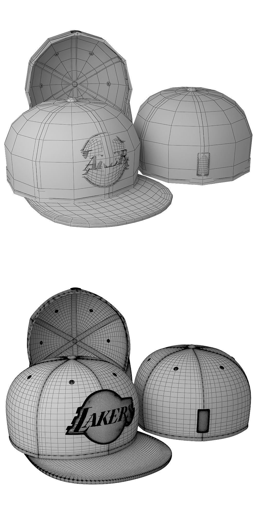 Baseball Cap LA Lakers 3D model_1