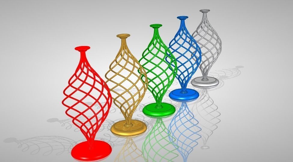 Vace five different colored vases in row Free 3D model