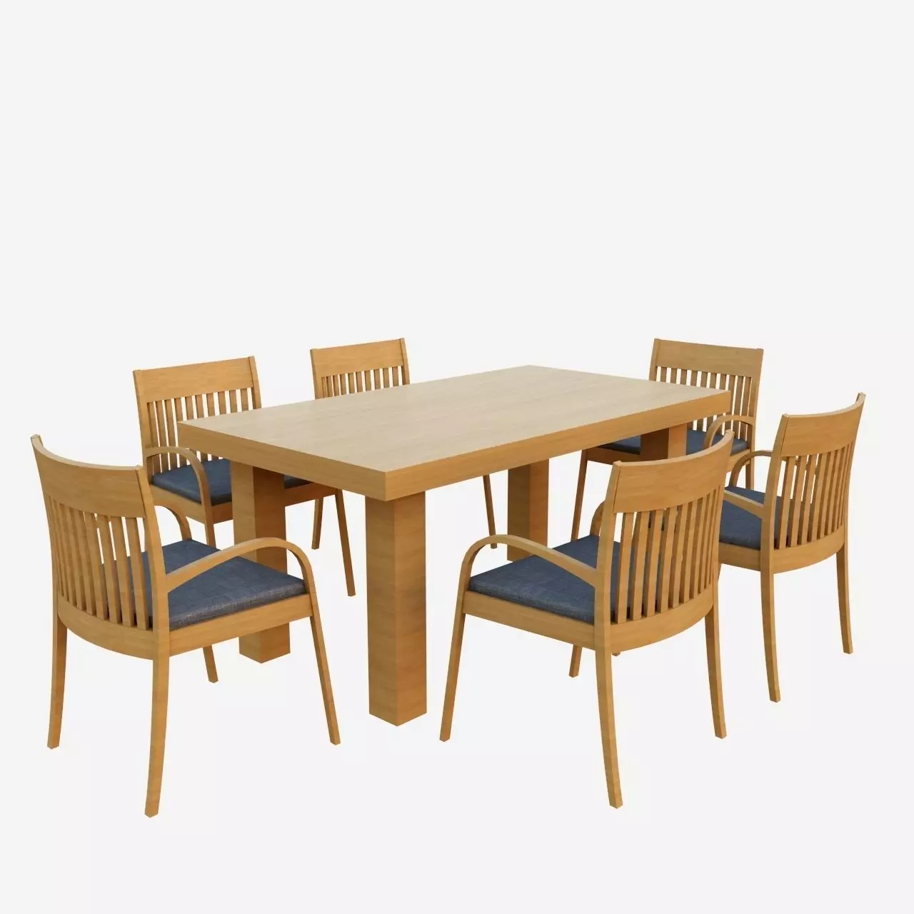 Six Seater Dinning Table With Chair Free 3D model