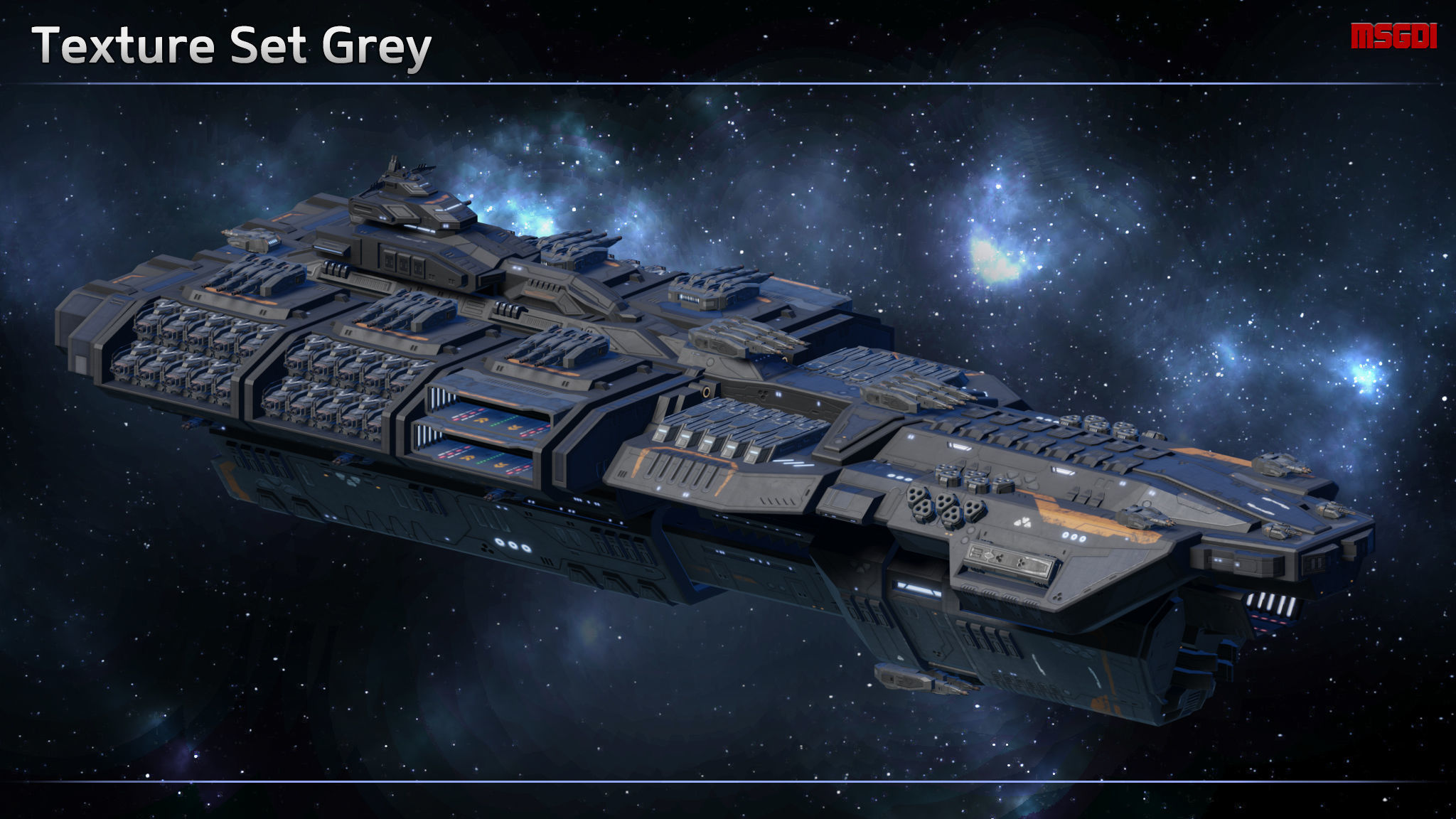 Spaceship Battleship Leviathan Low-poly 3D model_9