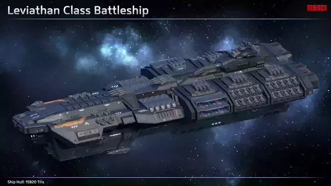 Spaceship Battleship Leviathan Low-poly 3D model