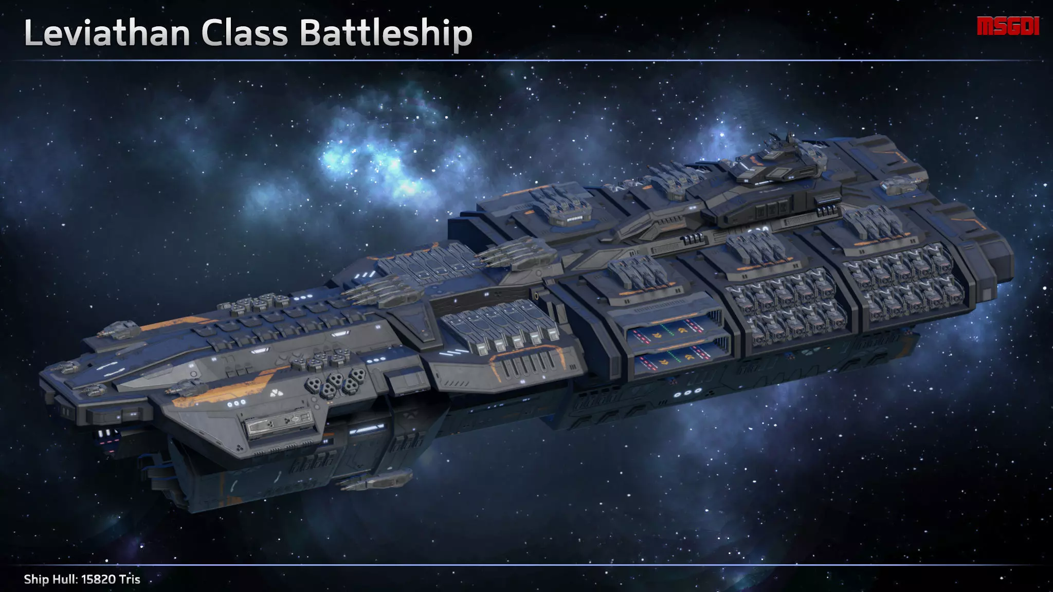 Spaceship Battleship Leviathan Low-poly 3D model_0