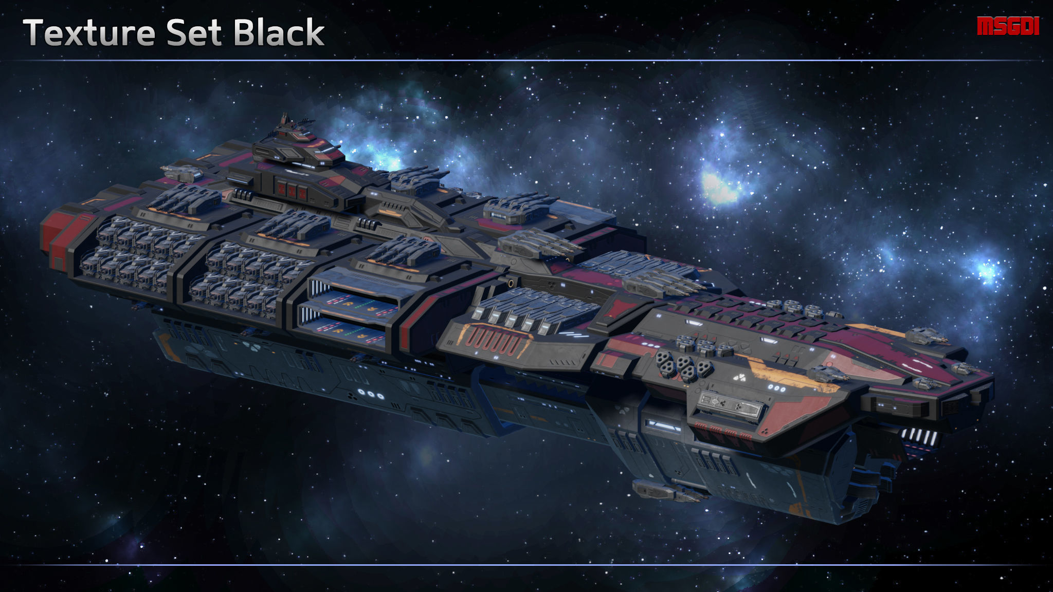 Spaceship Battleship Leviathan Low-poly 3D model_7