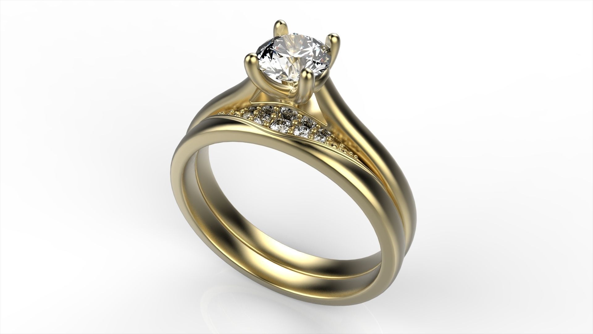 Diamond Set Ring All Size 3D print model_1