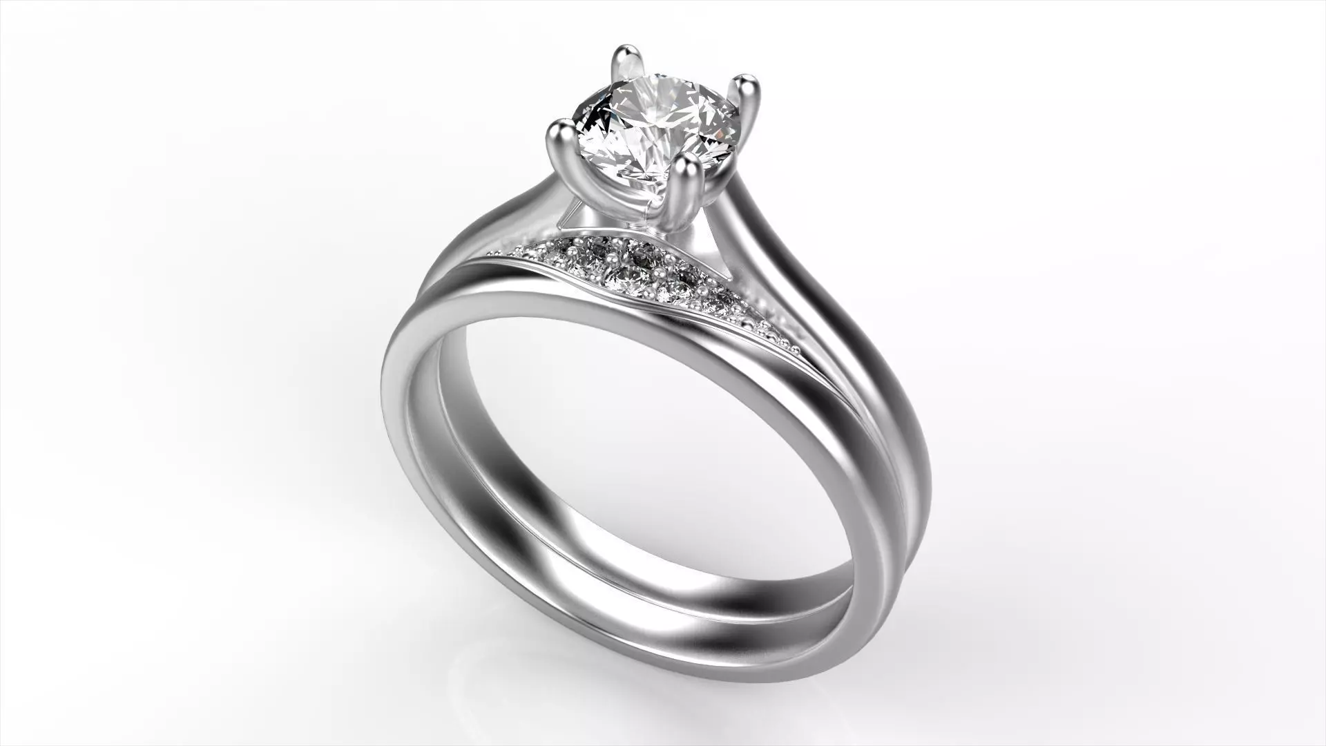Diamond Set Ring All Size 3D print model_0