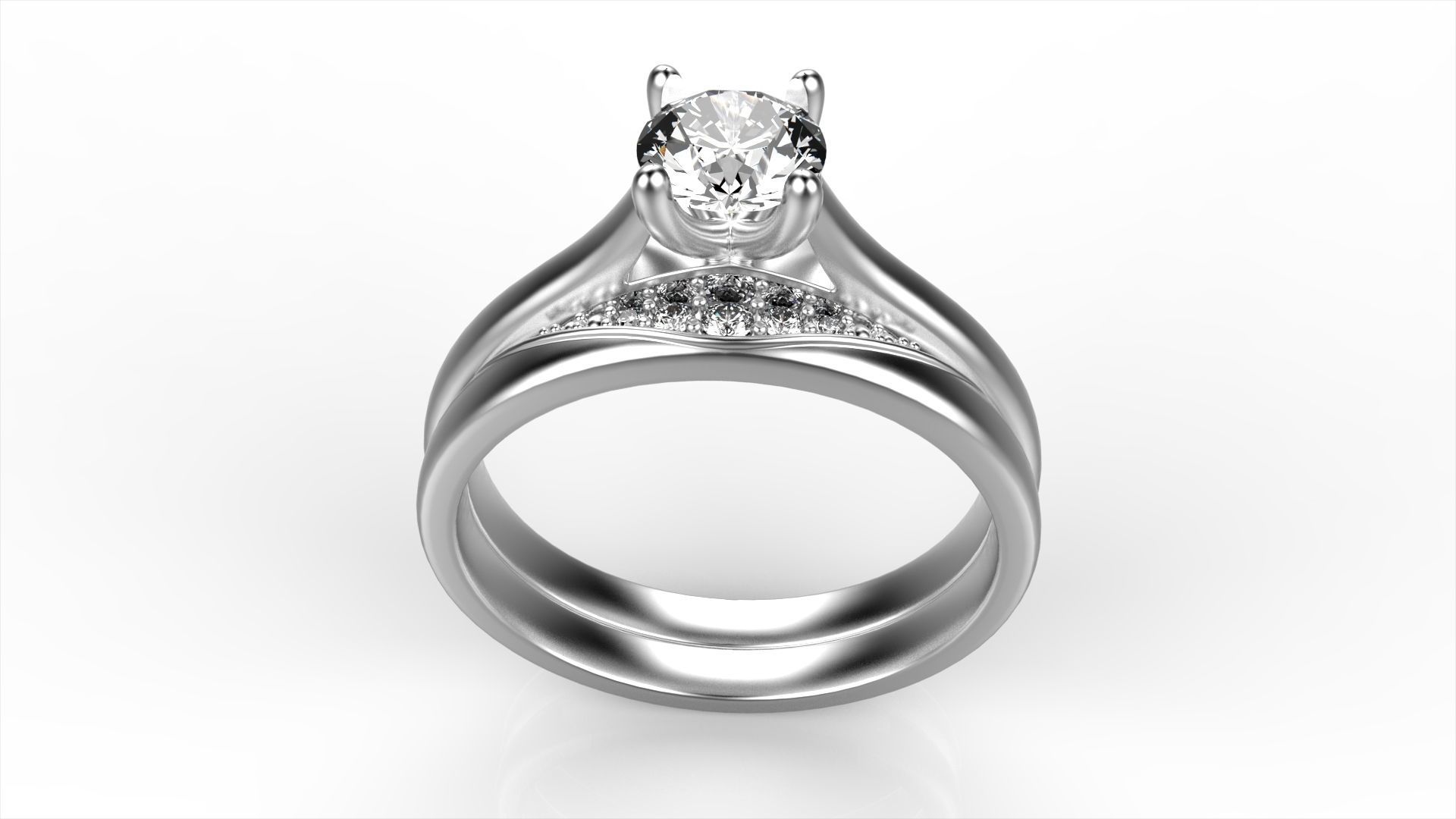 Diamond Set Ring All Size 3D print model_4