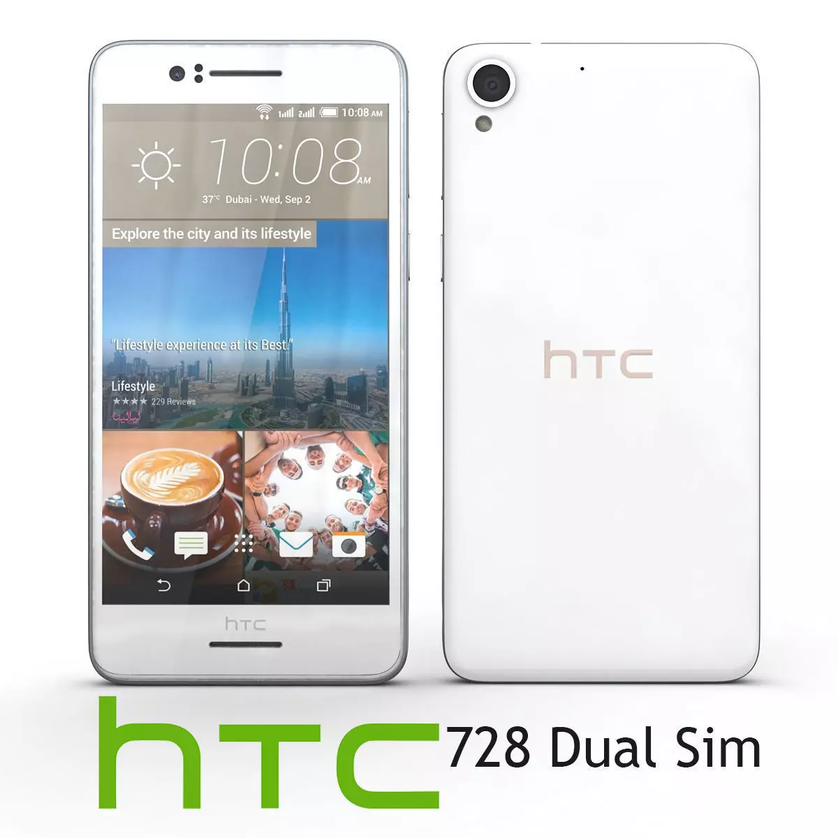 HTC Desire 728 Dual Sim White 3D model_0