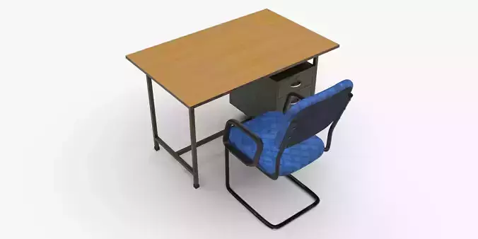 Office Table-Chair Set Low-poly 3D model