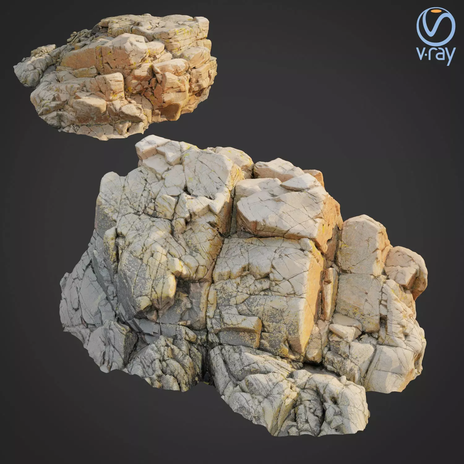 3d scanned rock cliff U 3D model_0