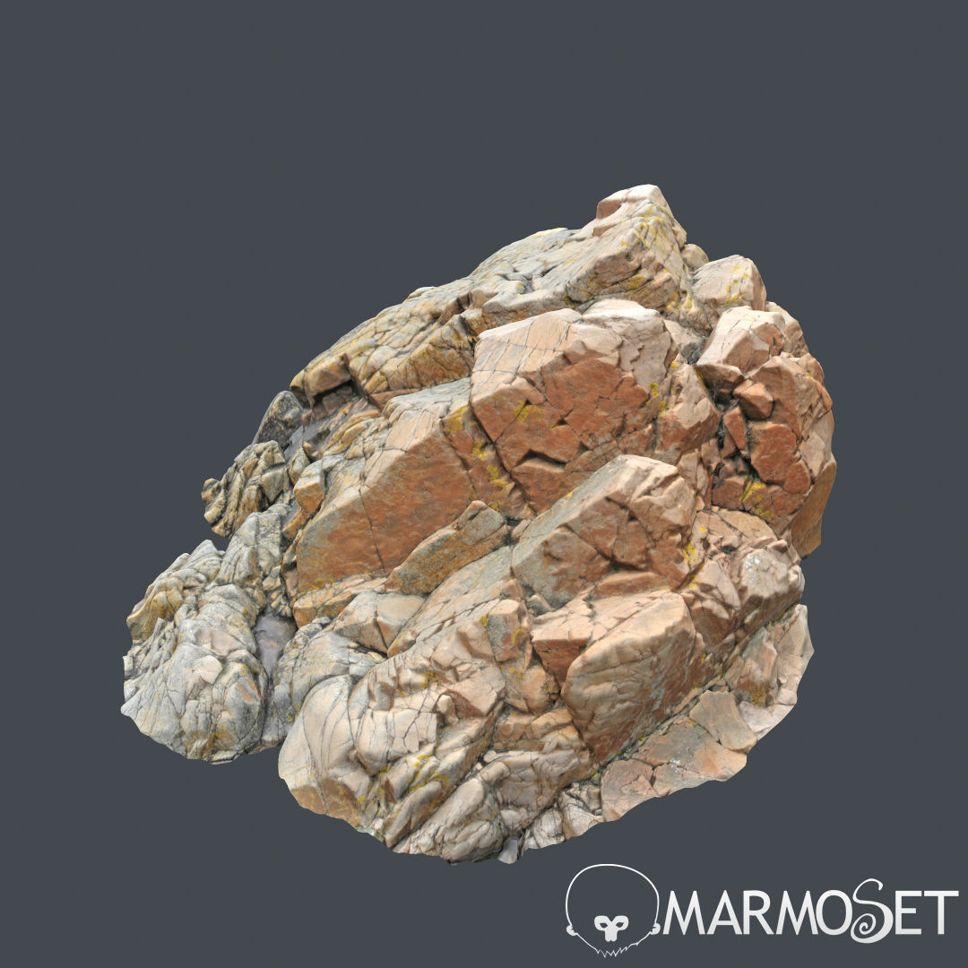 3d scanned rock cliff U 3D model_2