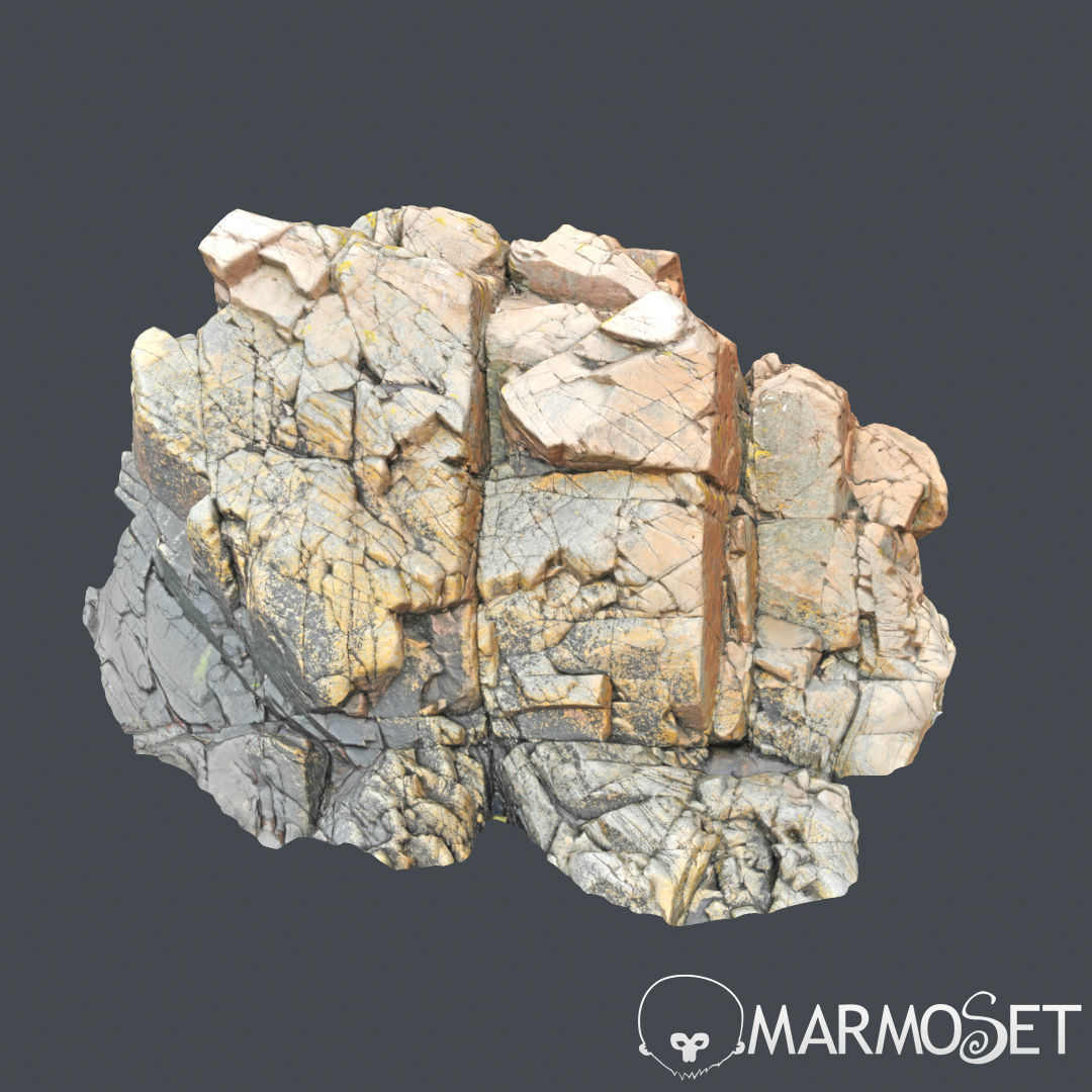 3d scanned rock cliff U 3D model_3