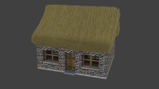 Small thatched Cottage Low-poly 3D model