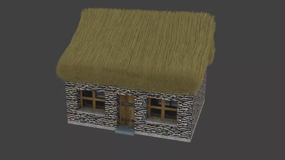 Small thatched Cottage Low-poly 3D model