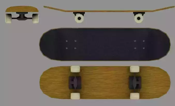 SkateBoard wooden Low-poly 3D model
