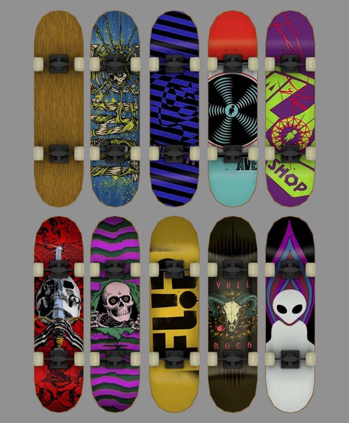 SkateBoard wooden Low-poly 3D model_3